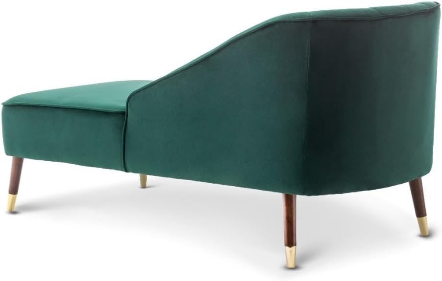 Modern Green Velvet Tufted Right Hand Chaise Lounge Chair Bedroom 160cm.