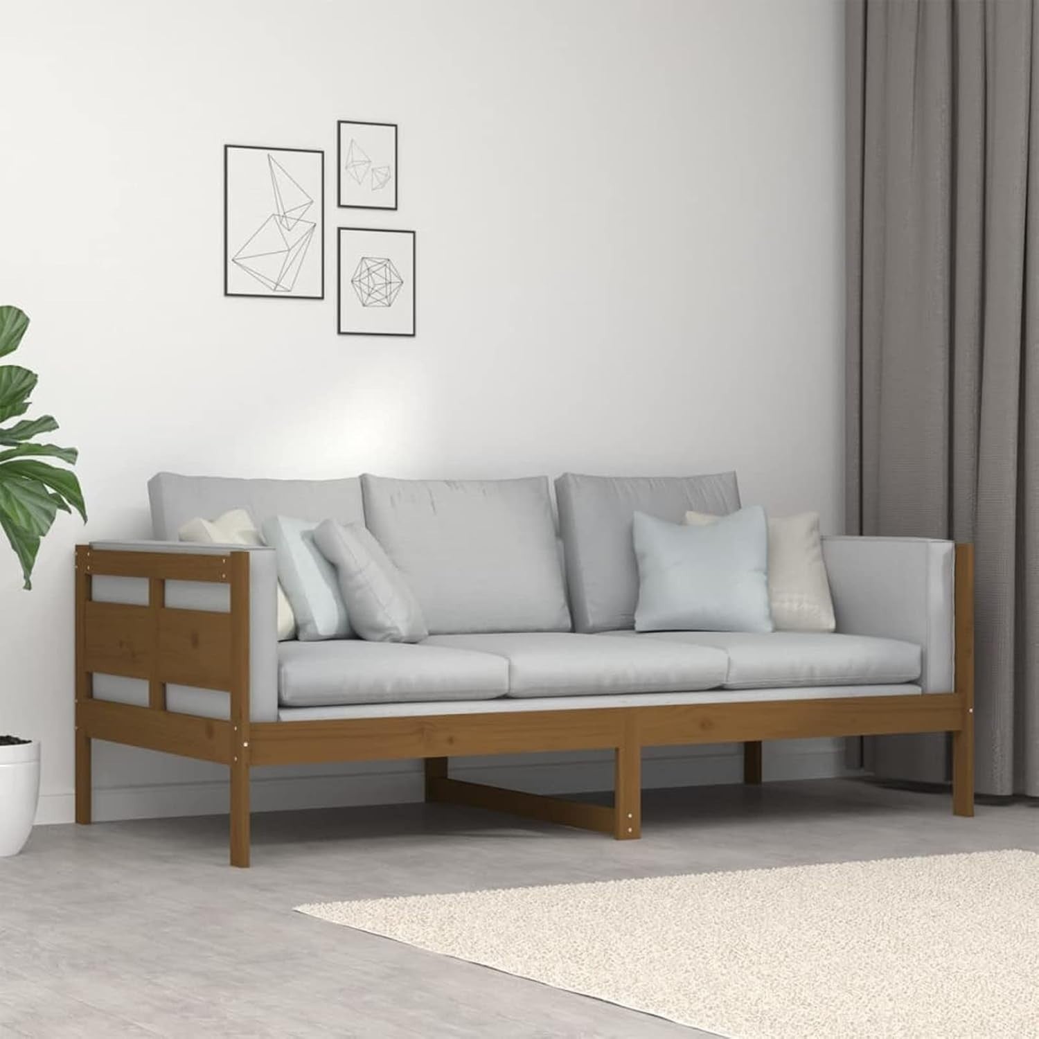 Solid Pine Wood Daybed Sofa Bed 90x190cm | Rustic Guest Bed for Indoor/Outdoor