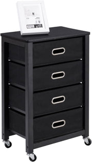 Black Rolling File Cabinet 4 Drawer Under Desk Printer Stand Storage