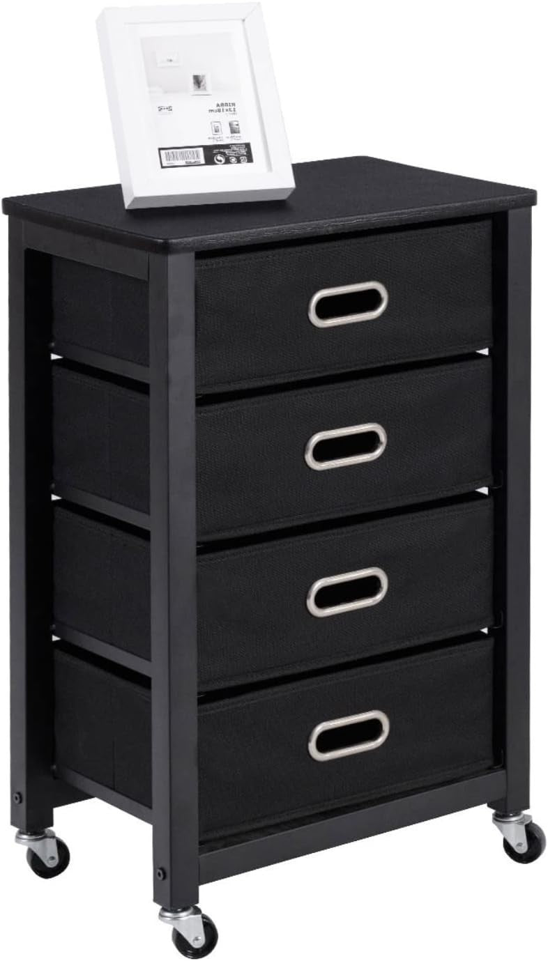 Black Rolling File Cabinet 4 Drawer Under Desk Printer Stand Storage