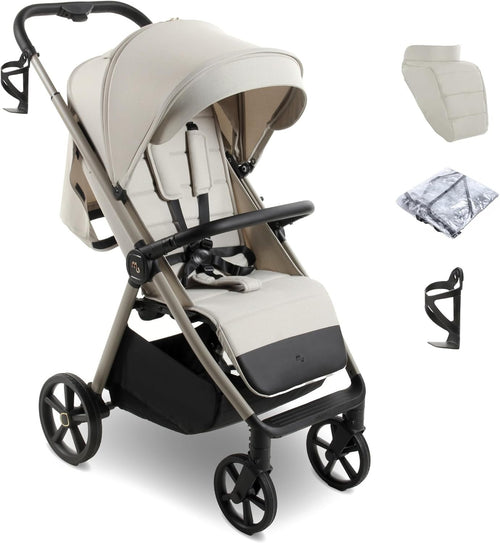 Compact Baby Pushchair Stroller From Birth to 22kg Foldable Ivory