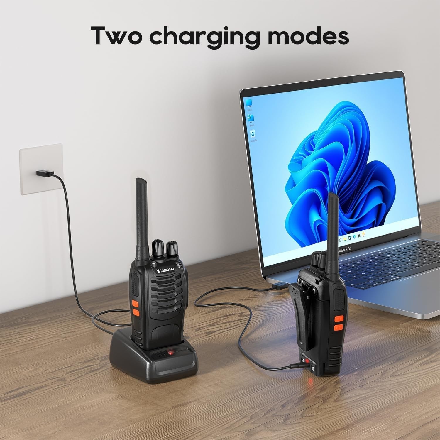Long Range Walkie Talkies 2 Pack Rechargeable 16CH 2 Way Radios VOX
