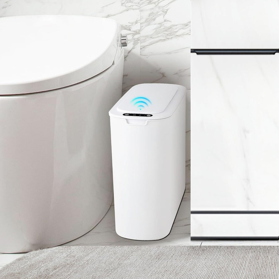 Automatic Touchless Bathroom Bin 2.6 Gallon Slim Motion Sensor White
