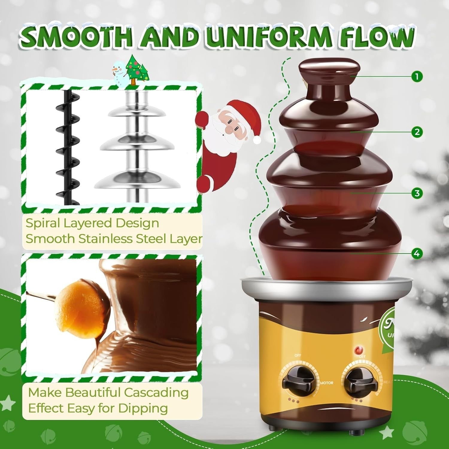 4 Tier Chocolate Fountain Machine Professional Fondue Party Fountain
