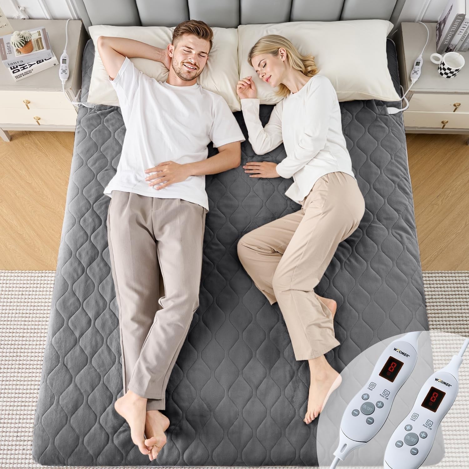 Electric Heated Underblanket King 150x200cm Dual Control 10 Heat Dark Grey