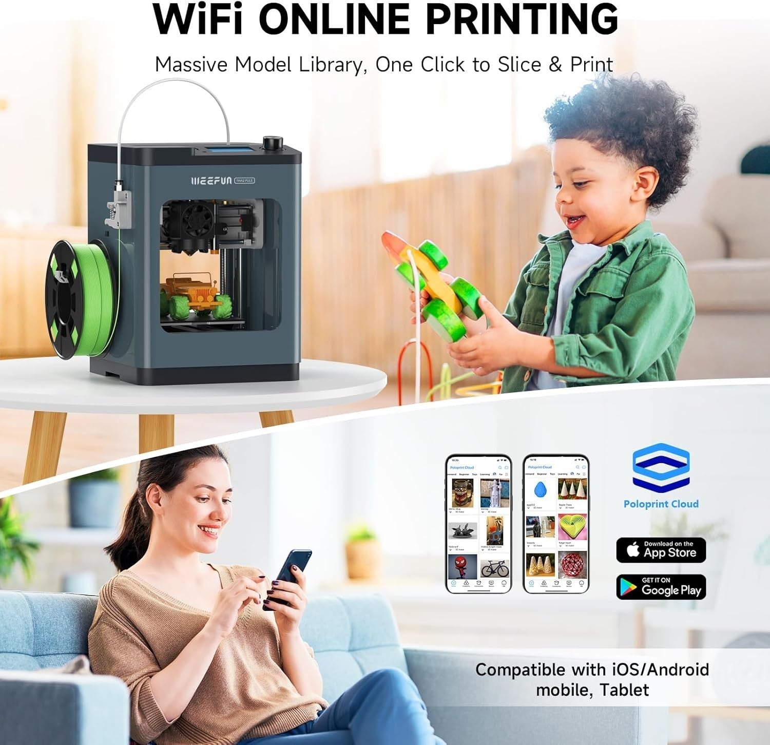 High Speed Mini 3D Printer Auto Leveling WiFi Cloud Print 250mm/s