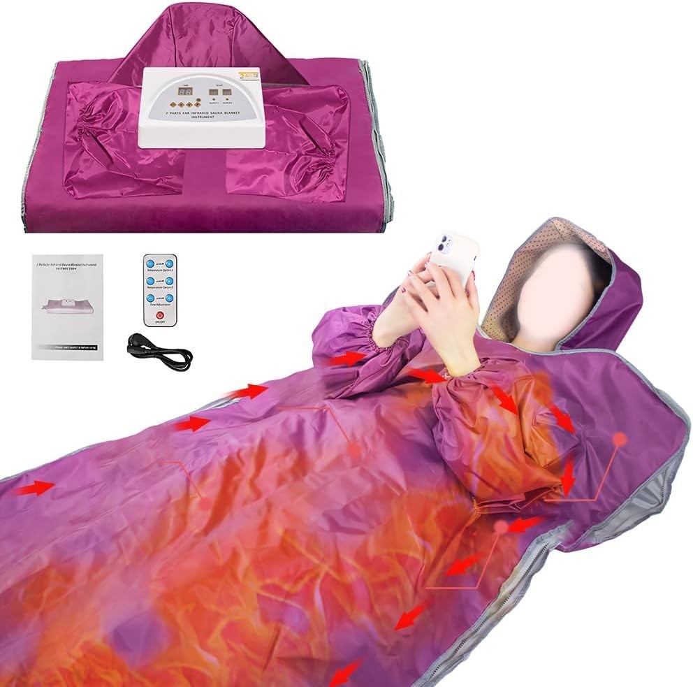 Home Infrared Sauna Blanket 180×80cm – Portable Full-Body Steam Spa Purple