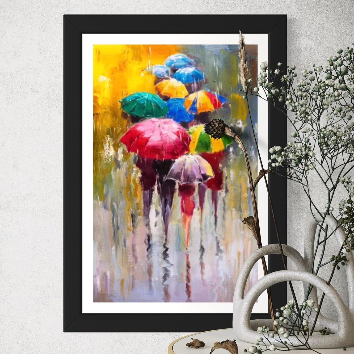 Rainy Walk Street Scene Canvas Wall Art 40×60 cm Urban Decor