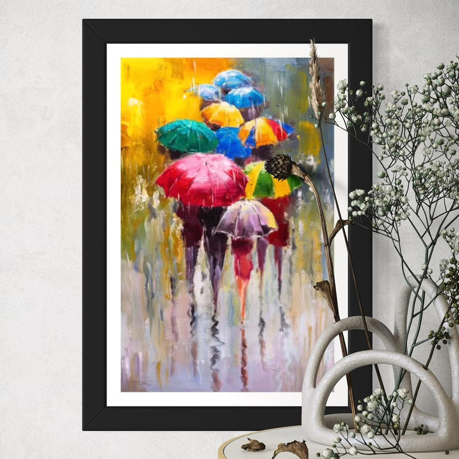 Rainy Walk Street Scene Canvas Wall Art 40×60 cm Urban Decor