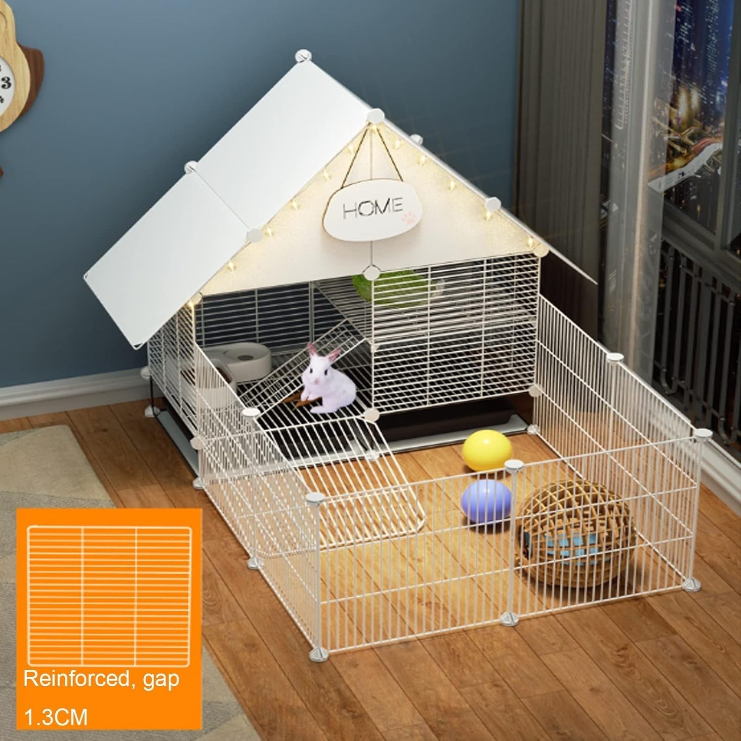 2-Story Rabbit Cage Indoor Large Metal Hutch With Trays Secure Pet Enclosure