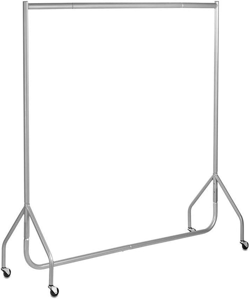 Heavy Duty Clothes Rail 5ft Steel Silver, 100kg Load, Free Standing with Wheels