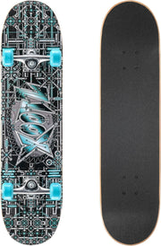 31in Complete Skateboard 9-Ply Maple Double Kick Kids Beginner