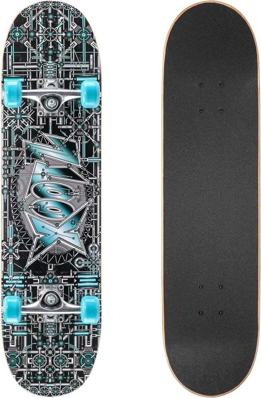 31in Complete Skateboard 9-Ply Maple Double Kick Kids Beginner
