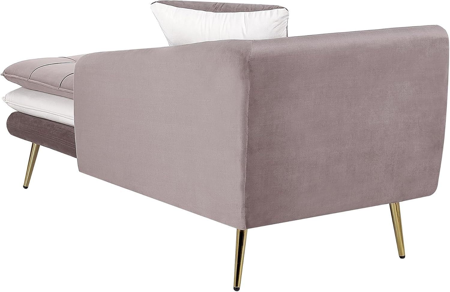 Brown Velvet Chaise Lounge Tufted Left Hand Sofa with Cushions Living Room
