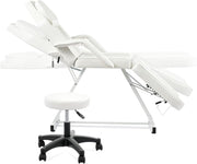 3 Section Folding Massage Table Adjustable Therapy Bed With Headrest Armrests
