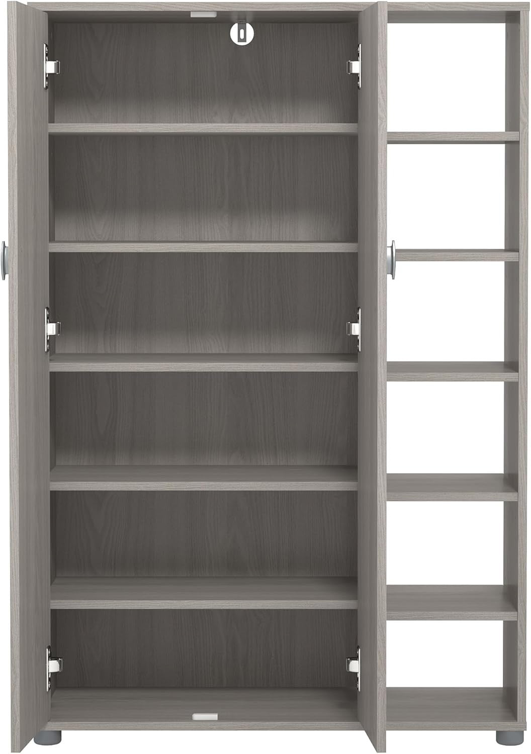 Warm Grey Oak 2-Door Shoe Cabinet 24-Pair Storage 79.6x35.3x119cm