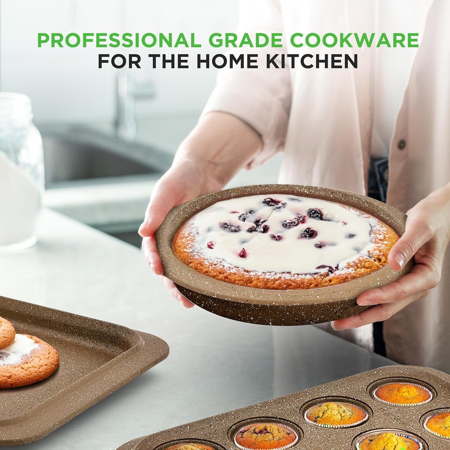 22pcs Maroon Marble Non Stick Cookware & Bakeware Set, PFOA-Free Marble Coating