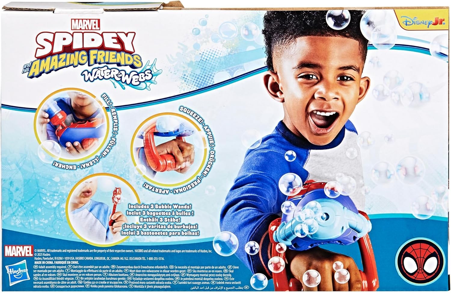 Kids Superhero Bubble Blaster Toy with 3 Wands & Solution