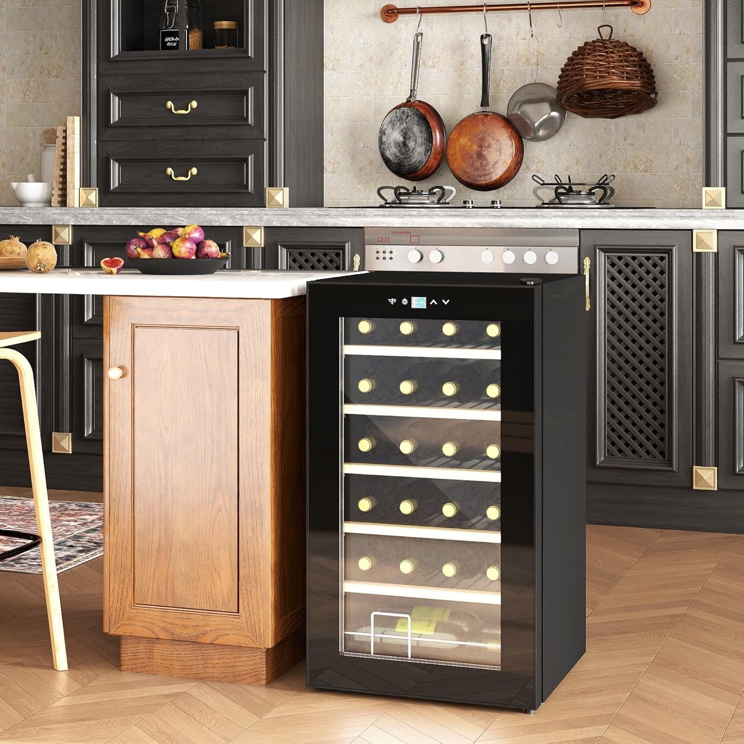 24 Bottle Wine Cooler Fridge Glass Door LED Touch Control Freestanding