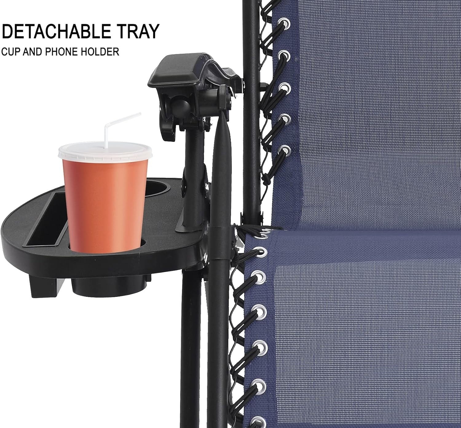 Zero Gravity Outdoor Reclining Chairs Set of 2 Foldable Sun Loungers Navy