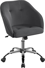 Ergonomic Grey Velvet Office Desk Chair Swivel Adjustable Height Home Armchair