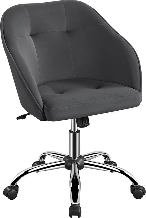 Ergonomic Grey Velvet Office Desk Chair Swivel Adjustable Height Home Armchair