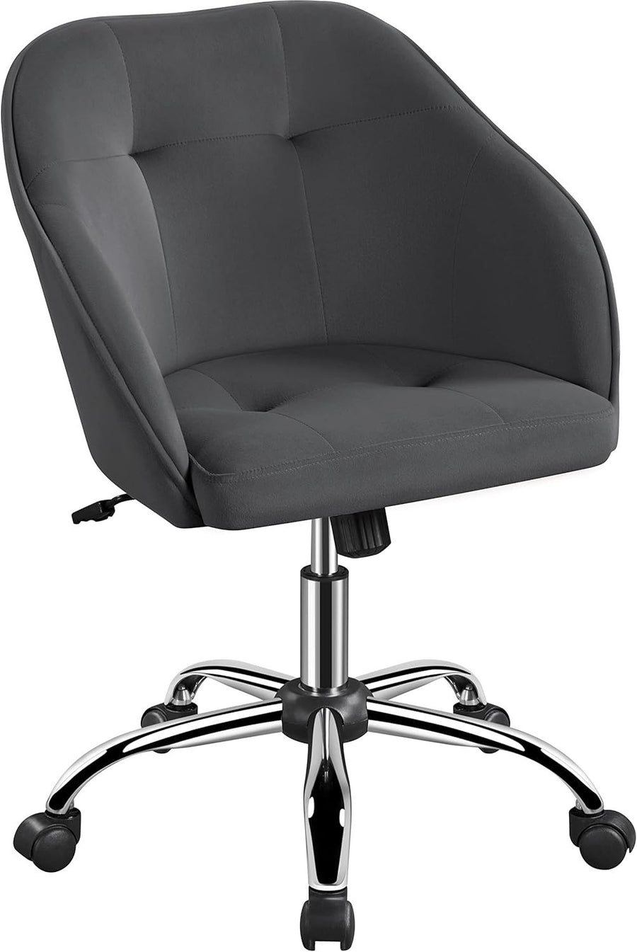 Ergonomic Grey Velvet Office Desk Chair Swivel Adjustable Height Home Armchair