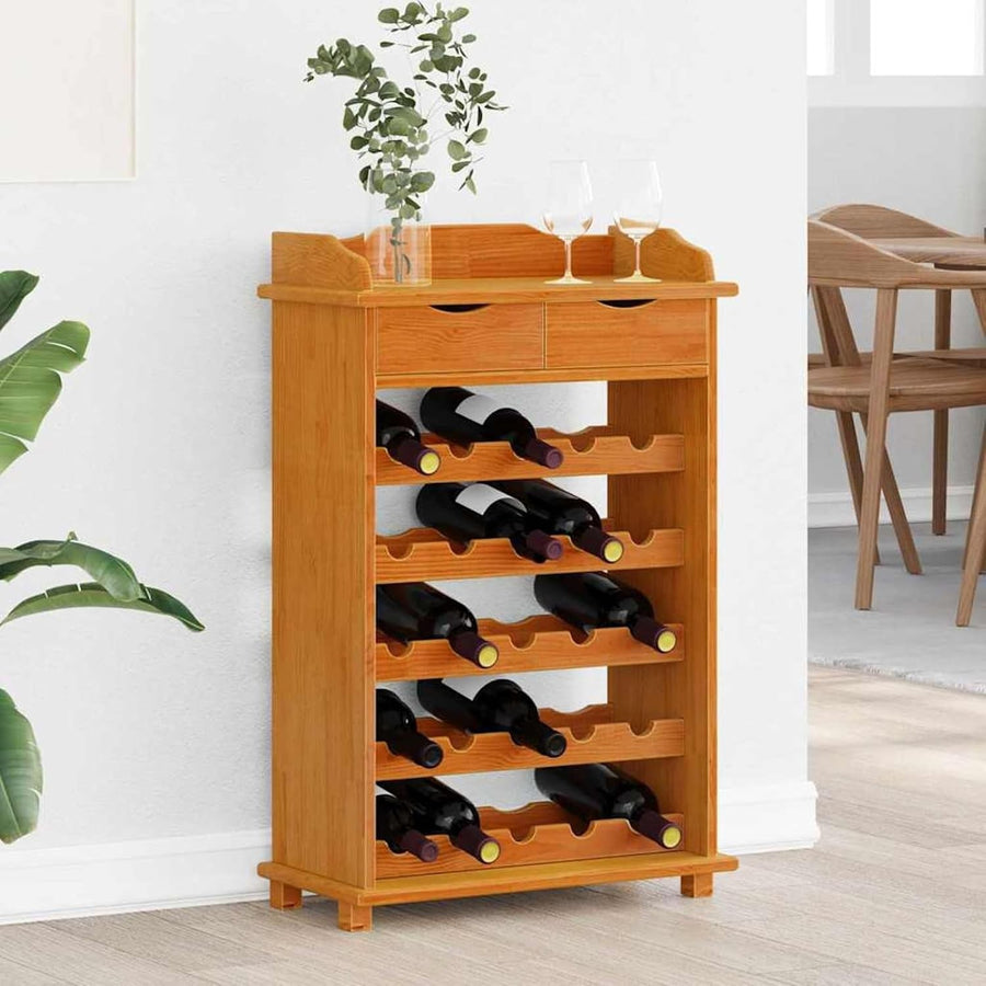 20 Bottle Rustic Wood Wine Rack Cabinet with Top Shelf Storage Stand Kitchen Bar