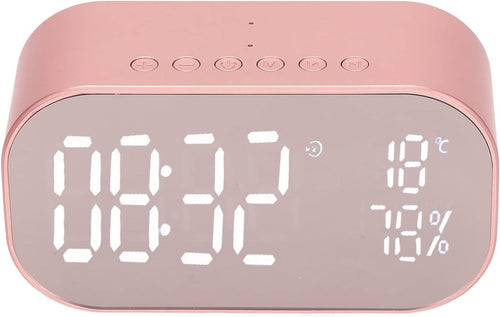 Digital Alarm Clock Radio Bluetooth Speaker FM Thermometer Rose Gold