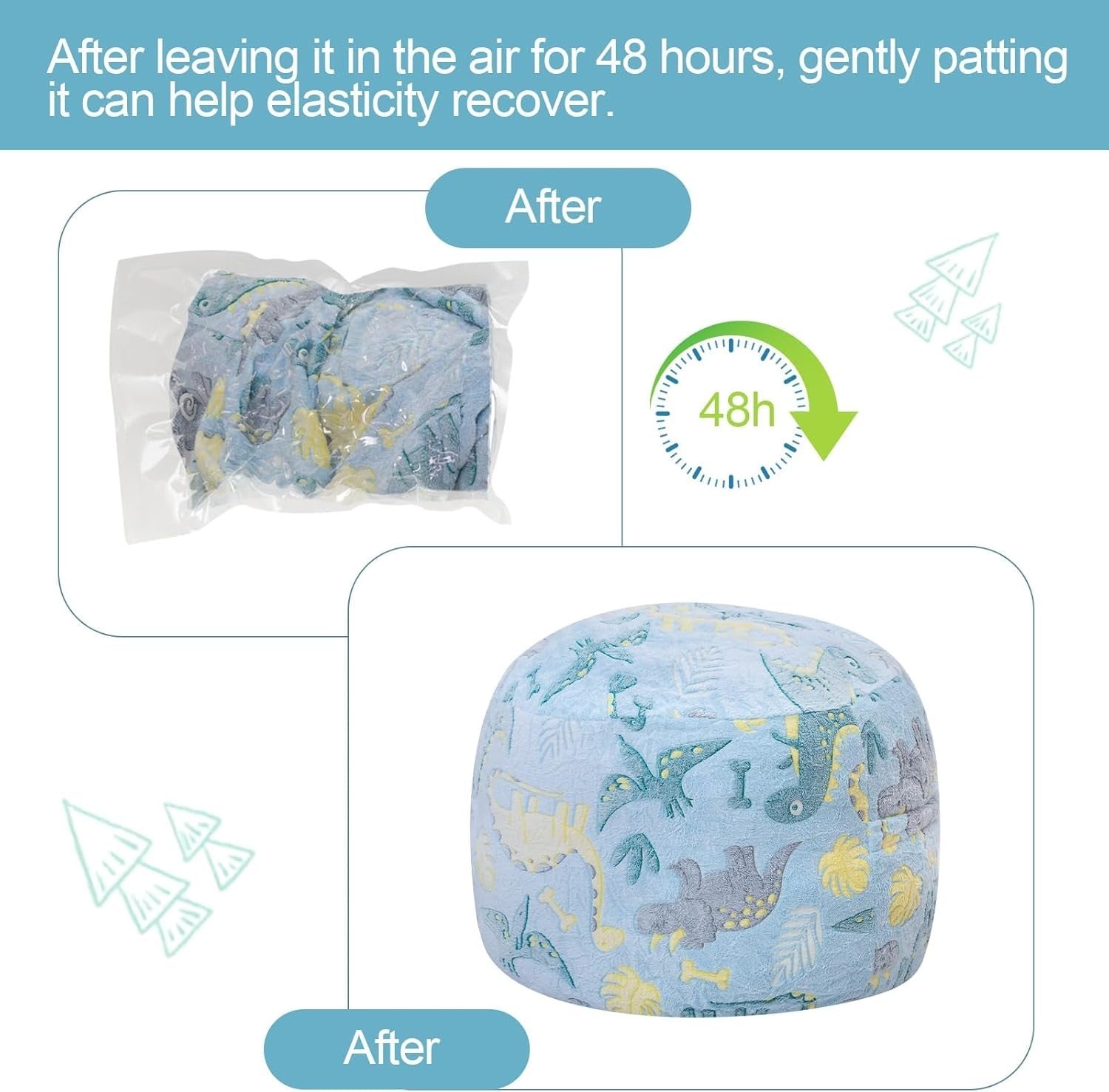 Kids Dinosaur Bean Bag Chair Bed 4-in-1 Sofa Sleep Mat Playroom Seat
