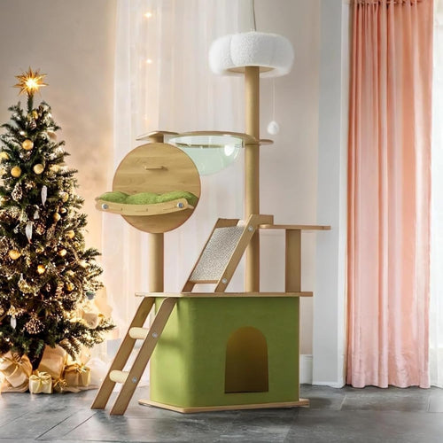 150cm Cat Tree Tower Indoor Condo Capsule Hammock Ladder Large Cats