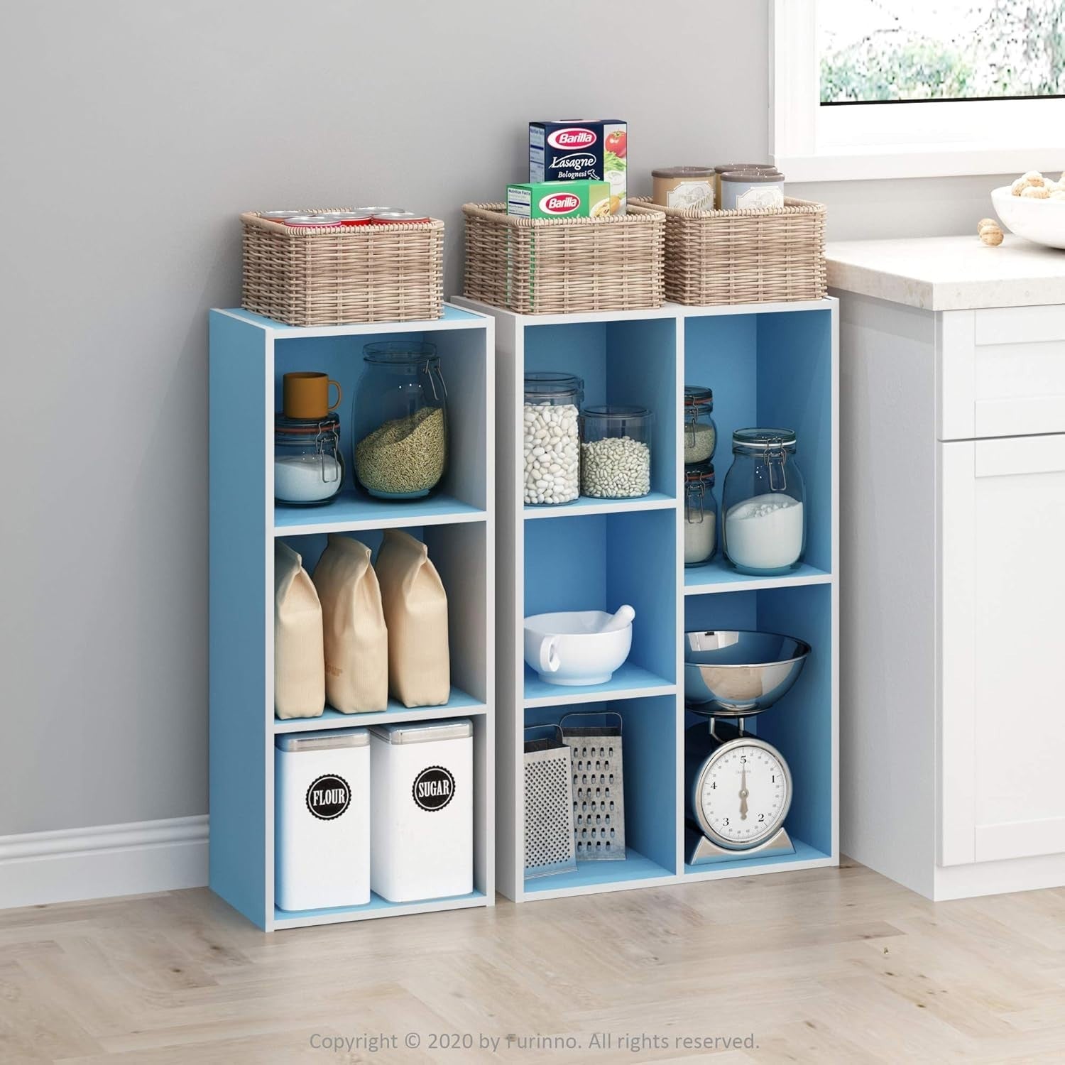 5 Cube Bookcase Storage Open Shelf Compact Organizer Bookshelf Display Blue