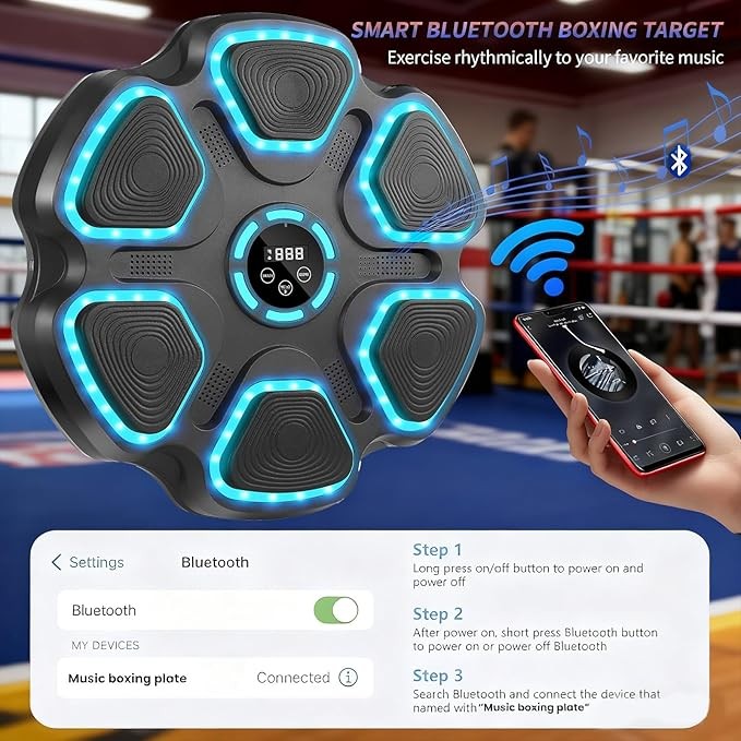 Smart Music Boxing Machine LED Wall Target Bluetooth Reaction Trainer