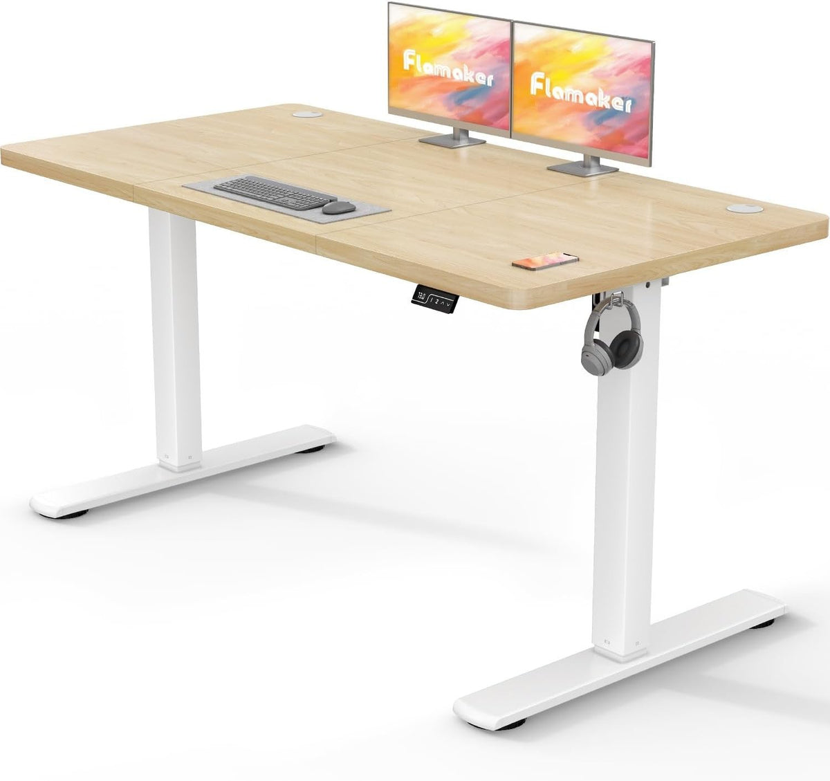 Electric Height Adjustable Desk 160x70cm | Sit Stand Office Table Beige