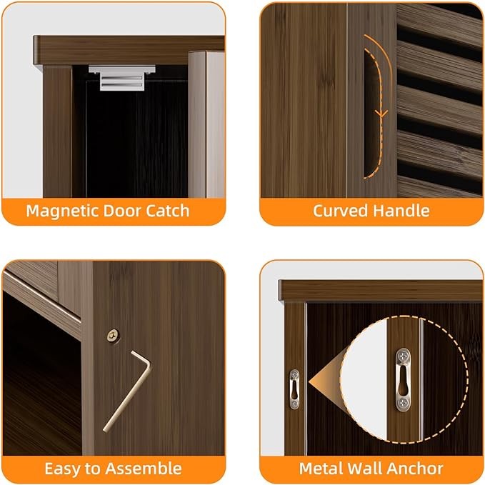 Bathroom Wall Cabinet Adjustable Shelf Storage Organiser Over Toilet Walnut