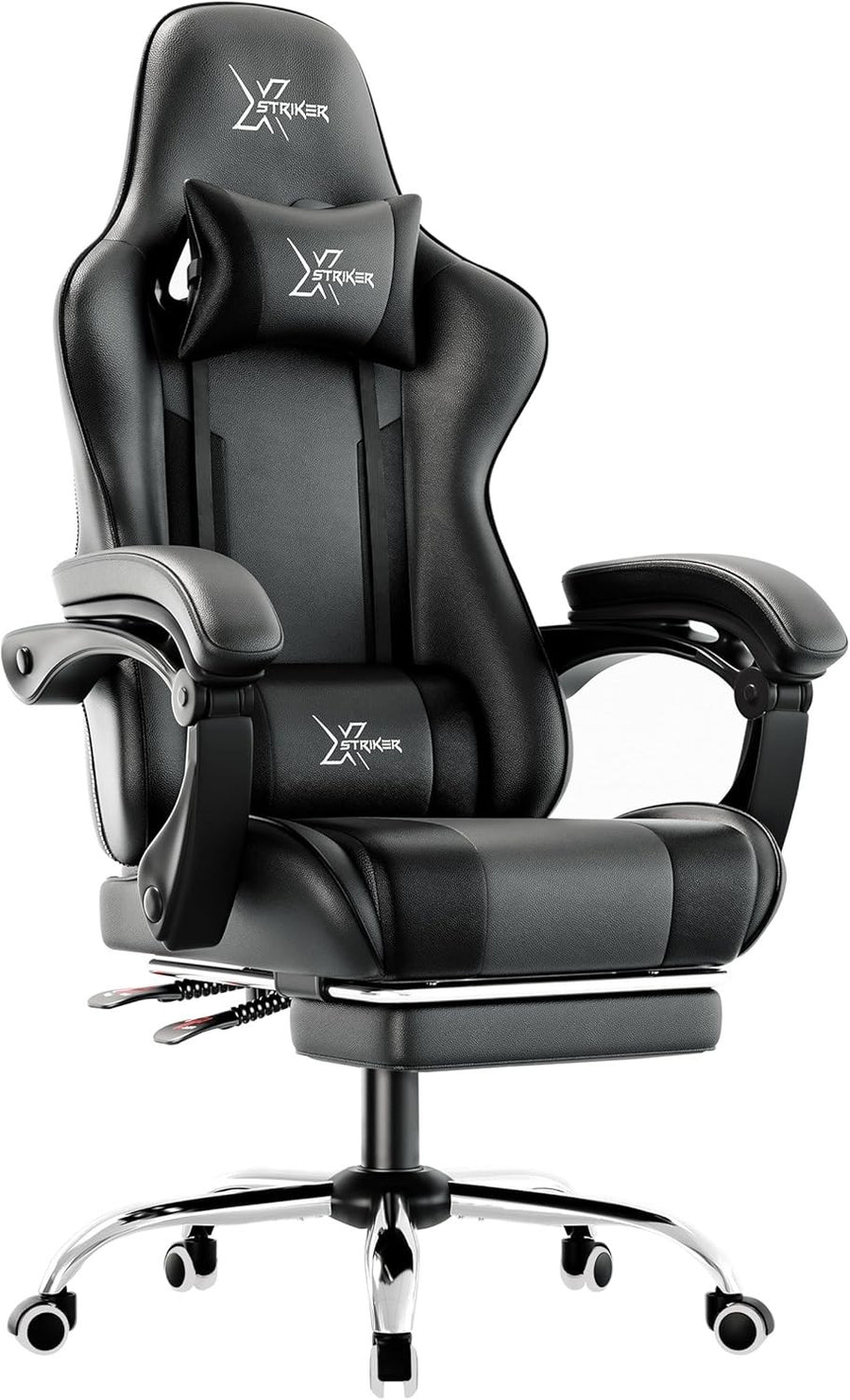 Ergonomic Gaming Chair PU Leather High Back Office Swivel Recliner Footrest Blac