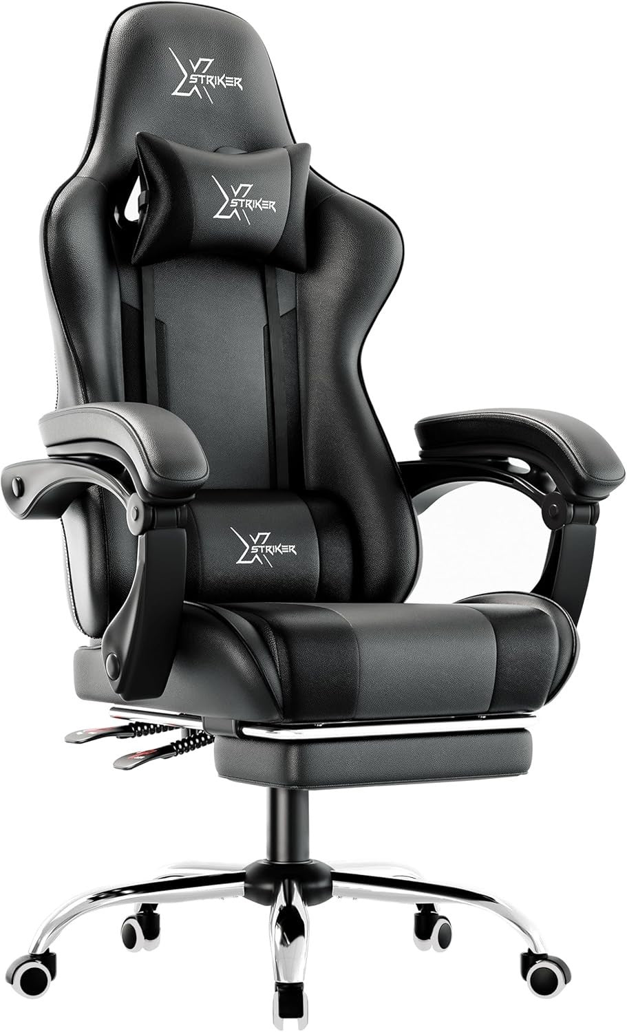 Ergonomic Gaming Chair PU Leather High Back Office Swivel Recliner Footrest Blac