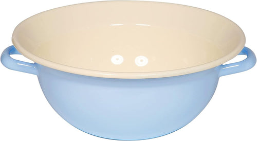 32cm Blue Enamel Bowl – Classic Double-Handle, Durable & Stylish