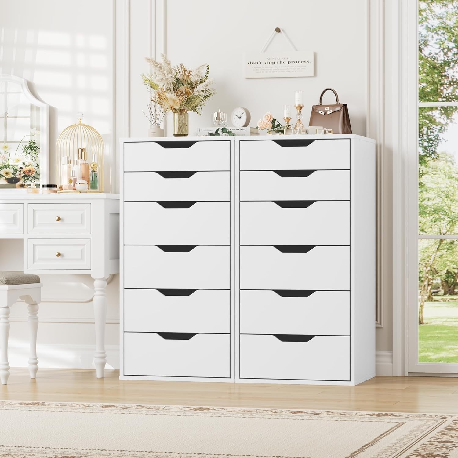 Tall 6-Drawer White Chest Storage Cabinet for Bedroom Hallway Living Room