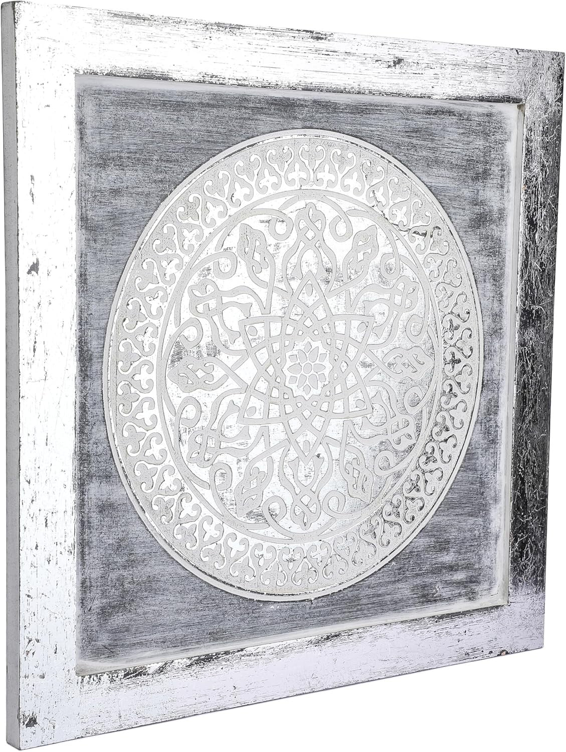 Mandala Wall Art Framed Carved Design 39x39cm Ready to Hang