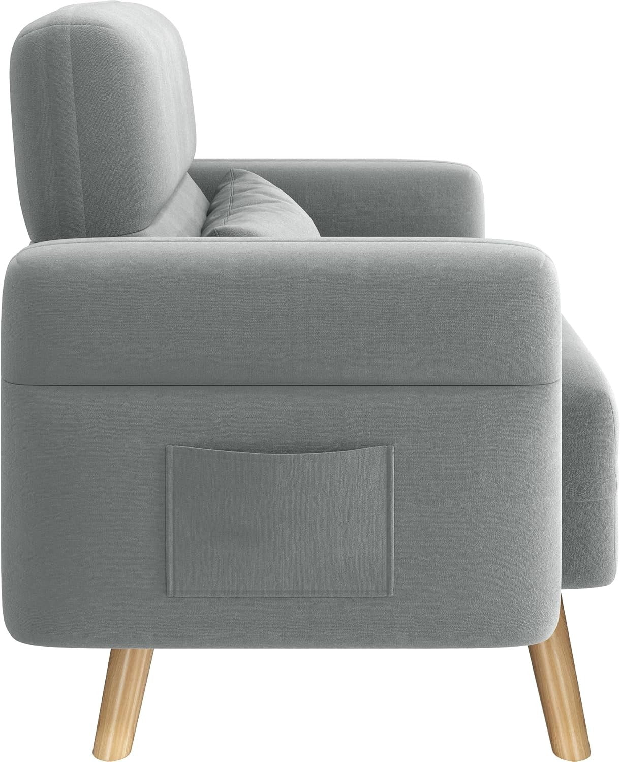 Modern Fabric Tub Armchair with Lumbar Pillow Side Pockets Light Grey