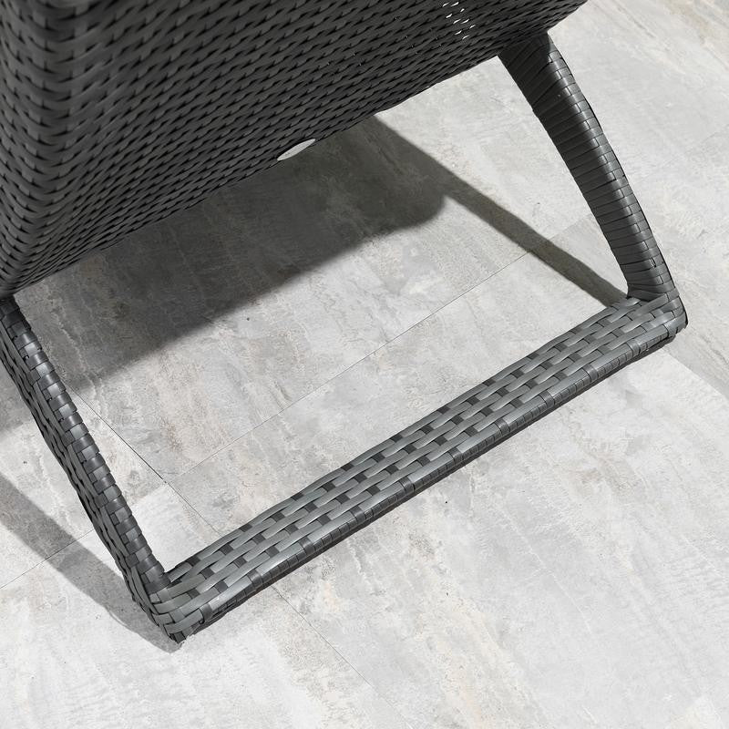 Grey PE Rattan Folding Sun Lounger Recliner Chair Cushioned Garden