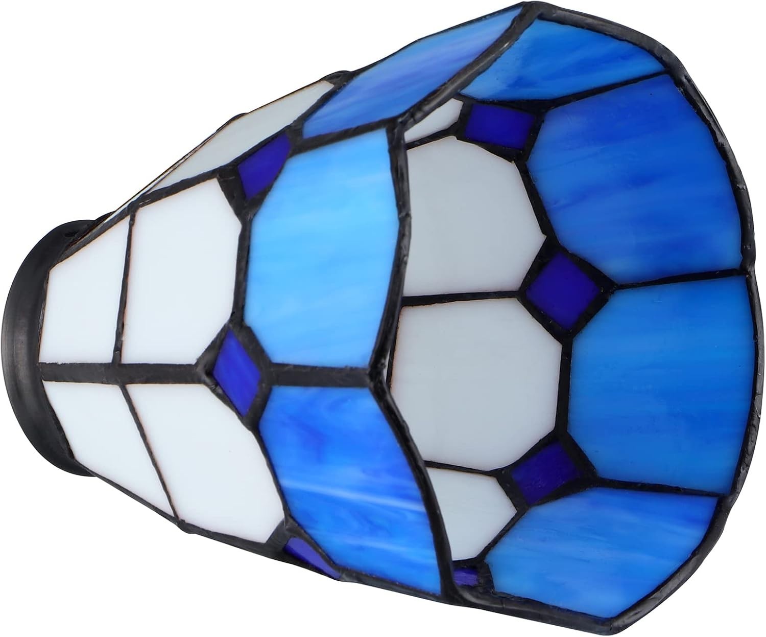 Set of 2 Blue Stained Glass Lamp Shades 42mm Fitter Ceiling Fan Cover