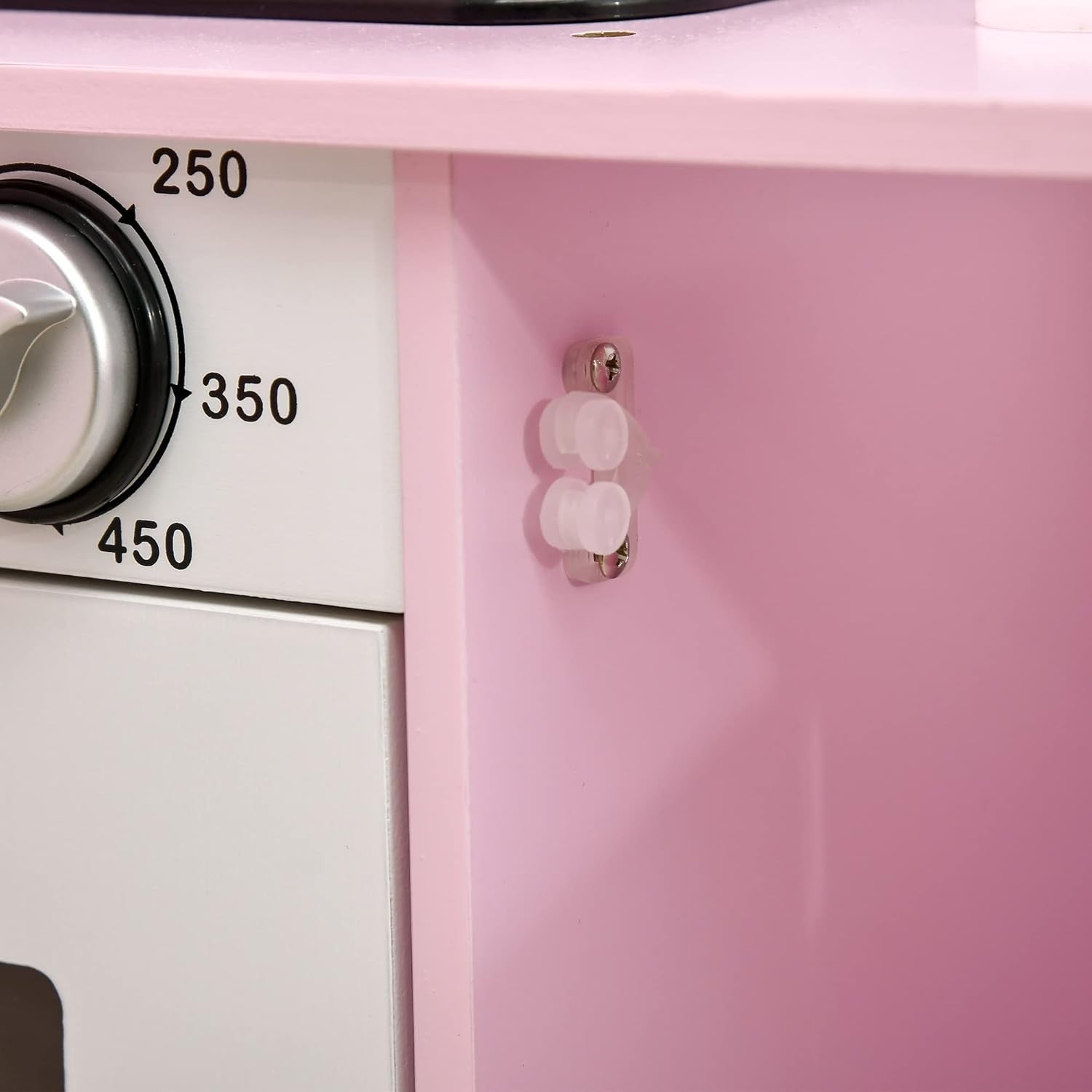 Kids Wooden Play Kitchen w/ Lights Sounds Microwave Pink Toy Set