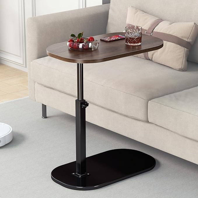 C Shaped Side Table Adjustable Height Swivel Laptop Sofa Bed Narrow Table
