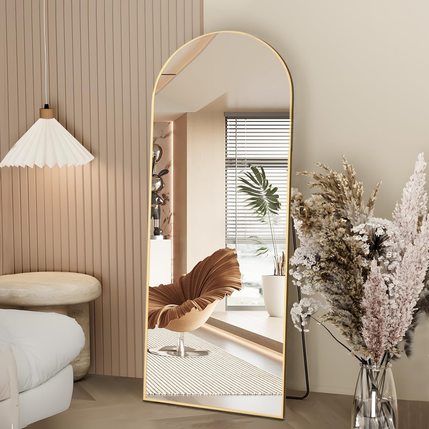 Gold Arch Full Length Mirror 162x53cm Leaning Wall Floor Standing Modern