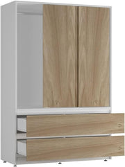 Oak Sliding Door Wardrobe with 4 Drawers & Hanging Rail – Space Saver
