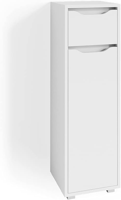 Compact White Bathroom Storage Cabinet with Door & Drawer – Durable