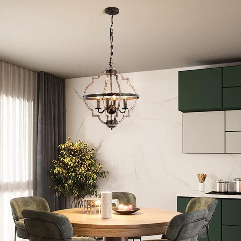 Rustic Farmhouse 4-Light Chandelier E14 Orb Pendant Light Vintage Metal Lamp