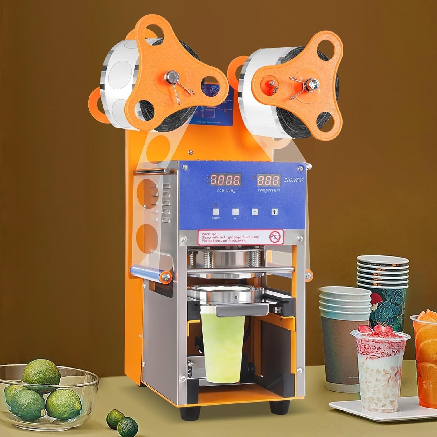 400W Automatic Cup Sealing Machine 90–600 Cups/H Bubble Tea Coffee